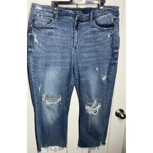 Judy Blue size 20W distressed capri jeans high waisted straight leg frayed hem